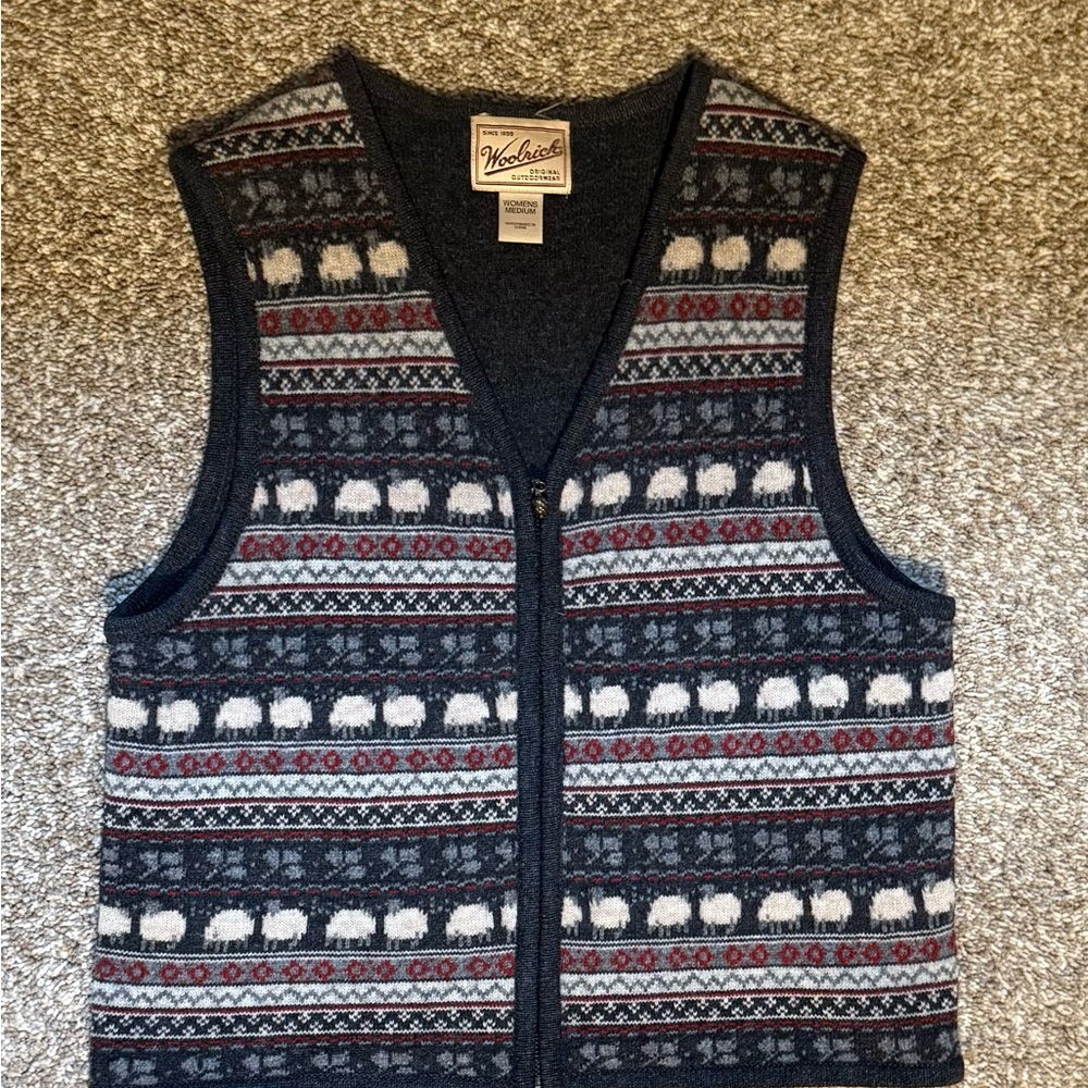 Woolrich Women's Patterned Vest - Black, Gray, Red, White